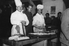 Belgian cooks and Christmas cakes. 36 FG HQ. Belgium, Dec 1944