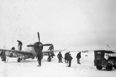 Belgians remove snow near P47s at our Belgium base. Jan 1945