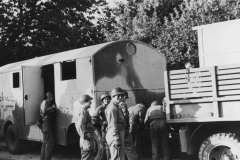 hooking up our trailer soon after we captured it. July 1944