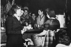 doughnuts being served at dugout. Belgium. DEC 1944