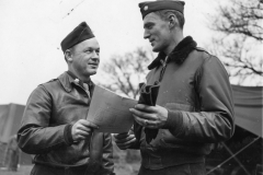 co of 36th fighter group and sub co discuss the days ops. Kingsnorth,