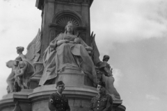 Bernice and filer in front of queen Victorias monument. may 6 1944.