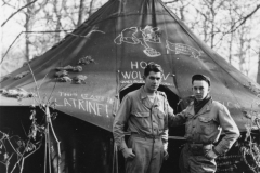 bob and Jim in front of our tent. Kingsnorth Kent. April 1944.