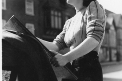 girl sketching in Canterbury. April 1944