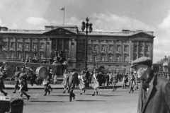 changing of the guard parade in front of Buckingham palace. may 1944.