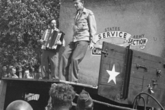 Fred Astaire on stage at strip 35. France. Sept 1944.