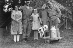 some of our french friends with bob brine and john. dog. Aug 1944.