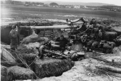 German ack ack gun near reins. Oct 1944. bob and pit and major smith.