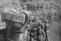 a tank flipped on its side. Oct 1944