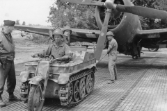 captured German vehicle used to pull planes. Strip 16. Aug 1944