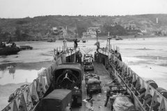 LST arrives at Omaha beach of Normandy coast