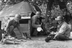 pup tent in signal outfit. strip 16. France. Aug 1944.