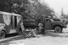 our water tanks about to be hosted onto our new lab. July 1944.