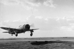 plane takes off for final run before the night. Oct 1944
