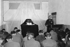 chaplain leads a church service at strip 68. Oct 1944