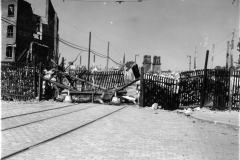 a road block in war torn Kassel Germany. may 1945