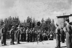 chaplain speaks at VE day ceremony at our Kassel Germany base. may 194