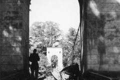 damaged suspension bridge in Kassel Germany. may 1945