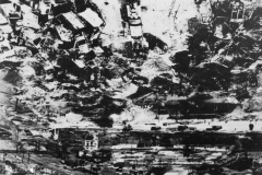 recon picture of rail yard after heavy bomber raid. Germany. 1945