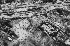 recon picture taken after big bomber raid on rail yard. Germany. 1945