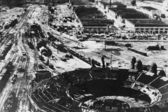 recon picture of German rail center after bomber raid. 1945