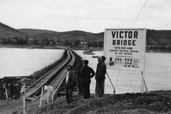 first pontoon bridge across the Rhine. victor bridge. Germany. April 1