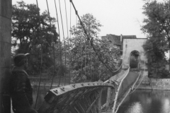 Steve looks over partly destroyed German suspension bridge in Kassel G